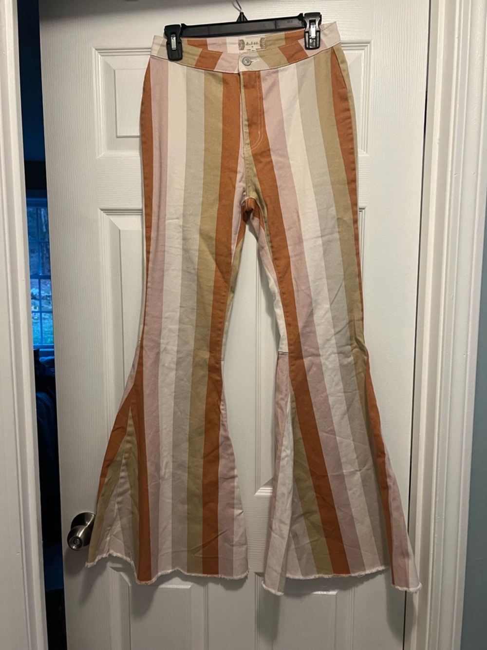 Altar’d State size medium Striped Flared Pants in Rust, Olive & Cream